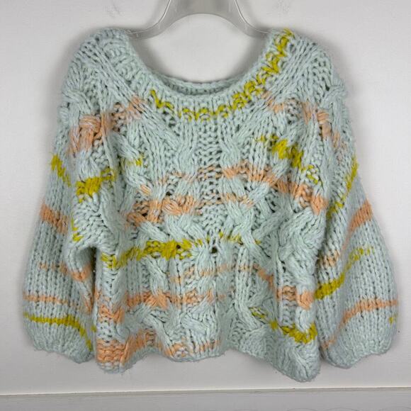 Anthropologie Jojo Multicolored Chunky Knit Oversized Wool Blend Sweater XS - Picture 4 of 9